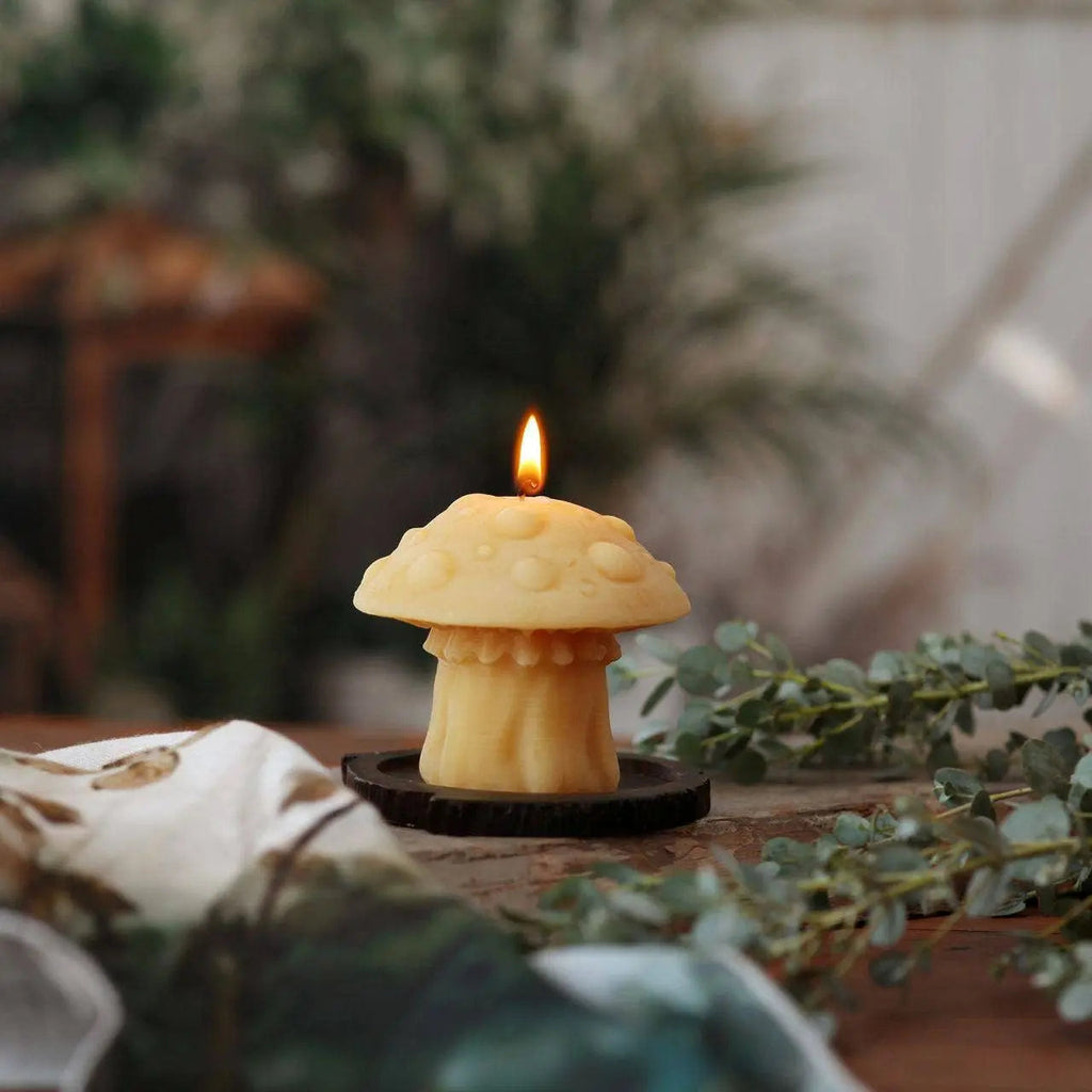 Mushroom Candles – 100% Pure Beeswax - Witchy wonder