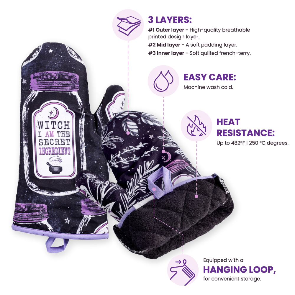Kitchen Witch Oven Mitt Set - Witchy wonder