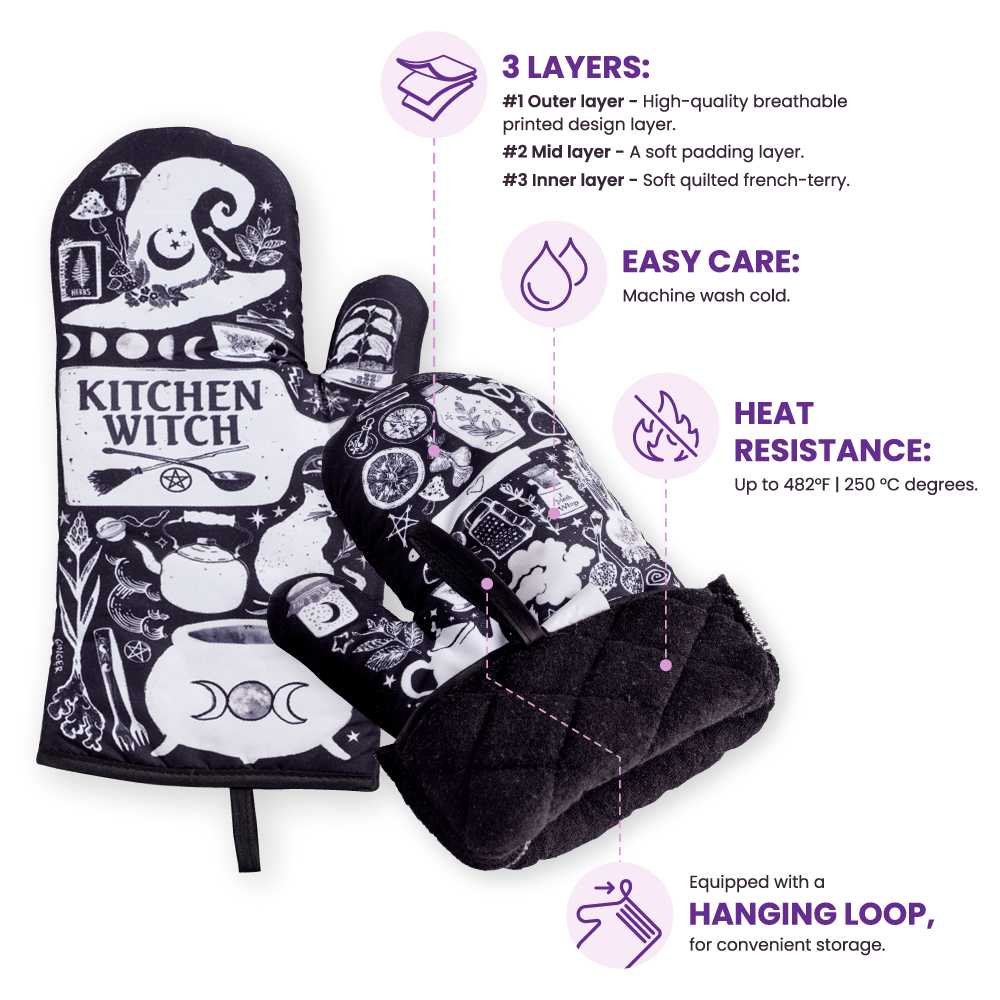 Kitchen Witch Oven Mitt Set - Witchy wonder
