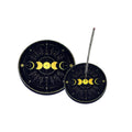 Round Wooden Incense Burner (4 in.) - Triple Moon - Witchy wonder