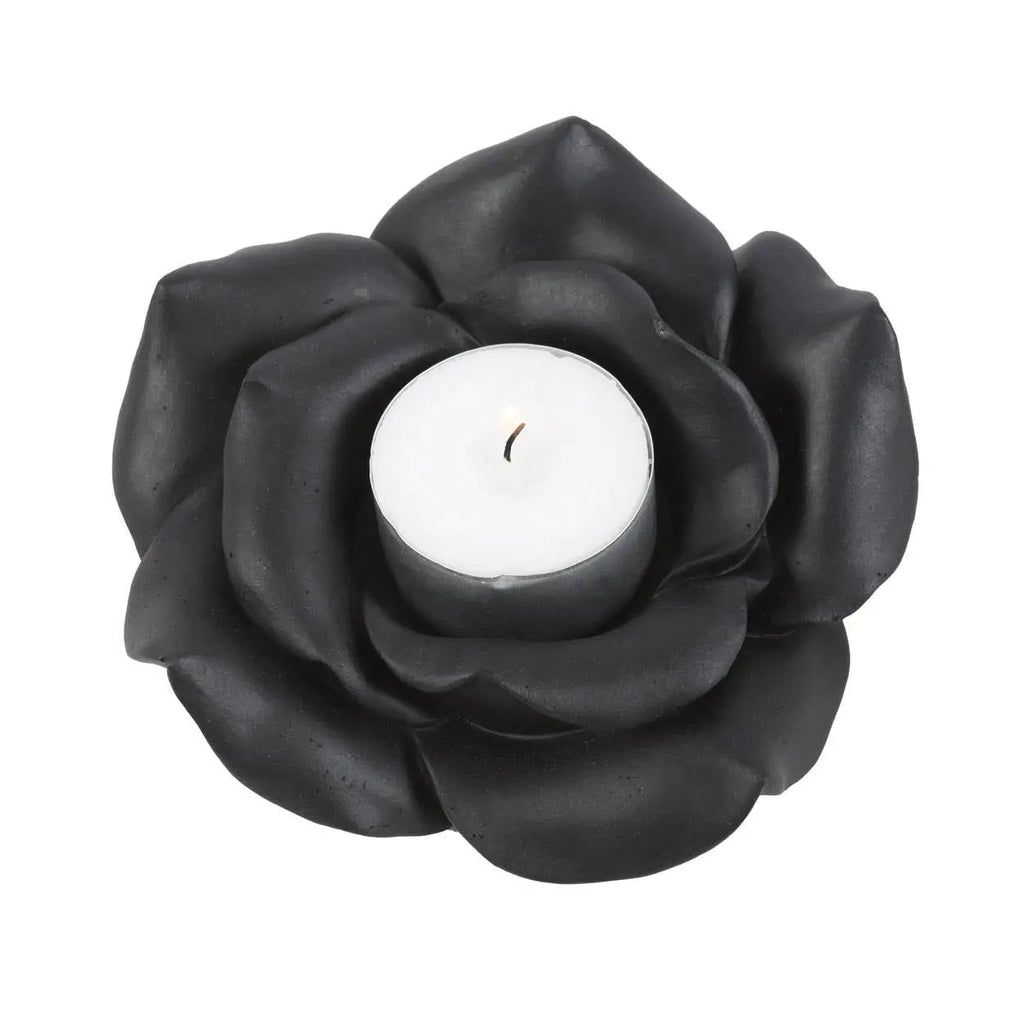 Black Rose Resin Tealight Candle Holder - Witchy wonder