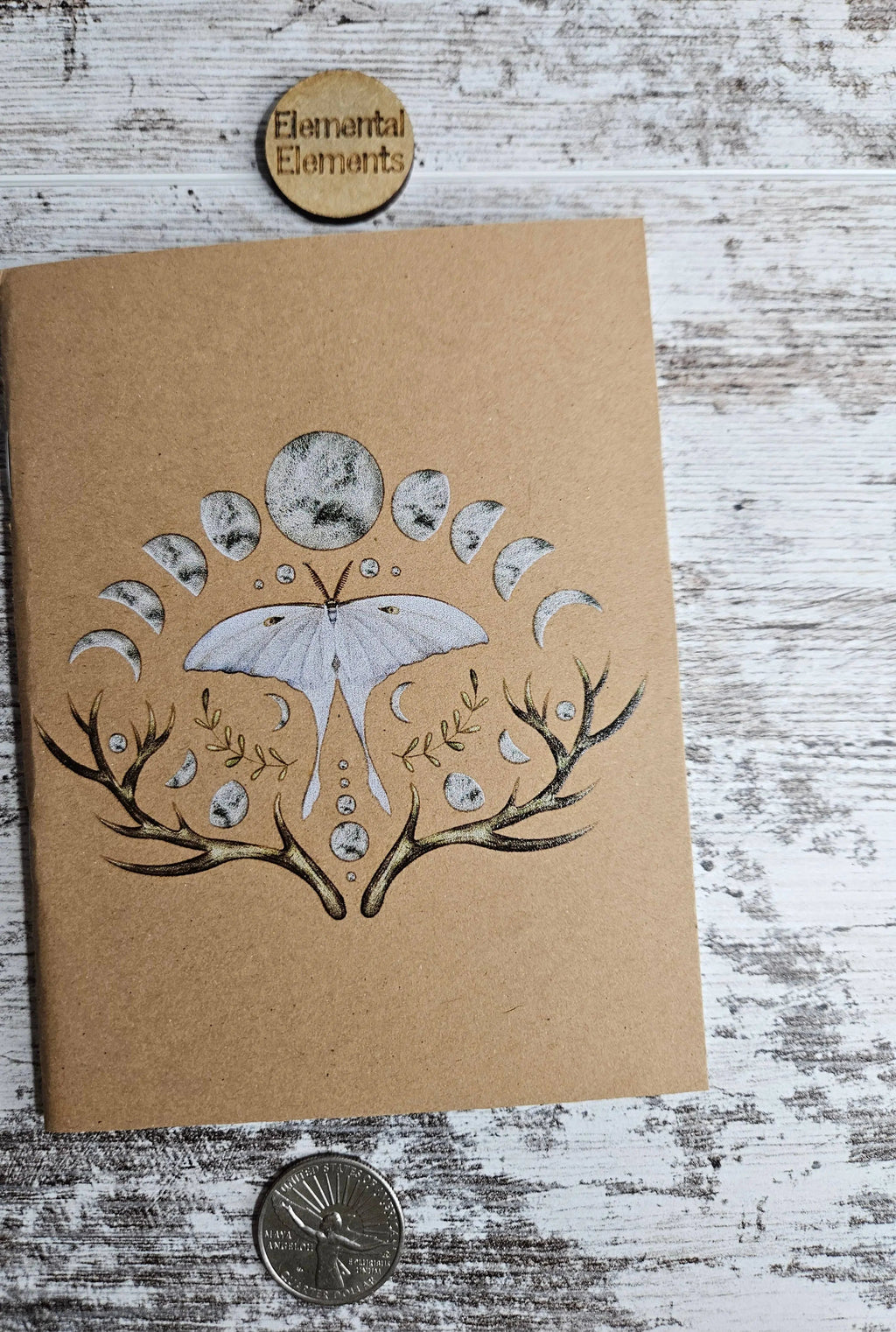 White Lunar Moth Journal Notebook - Witchy wonder