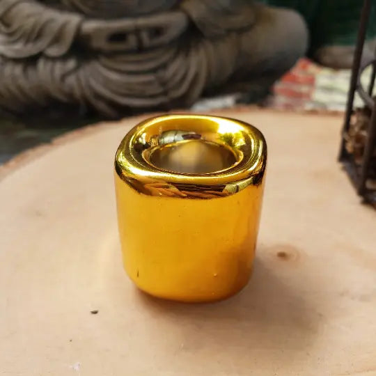 Handmade Ceramic Candle Holder - Gold/Silver - Witchy wonder