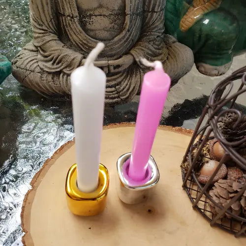 Handmade Ceramic Candle Holder - Gold/Silver - Witchy wonder