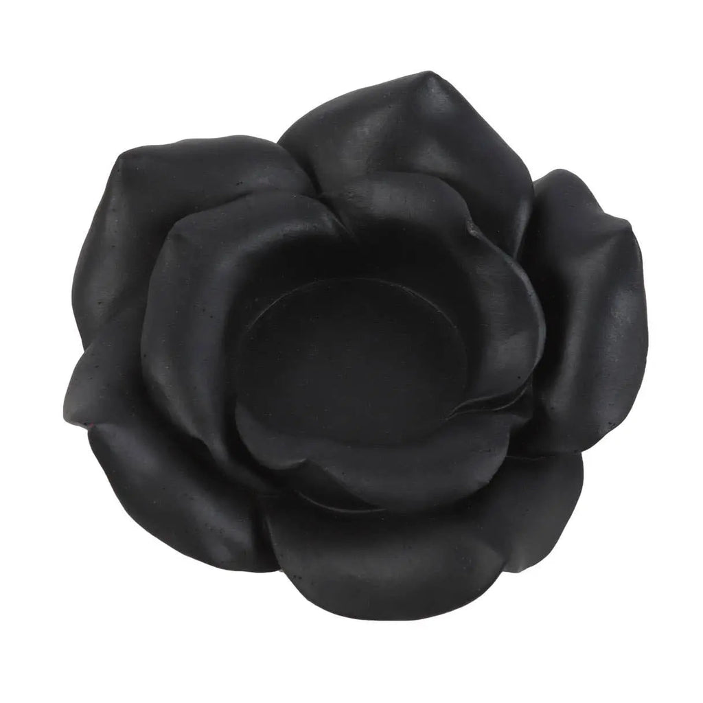 Black Rose Resin Tealight Candle Holder - Witchy wonder