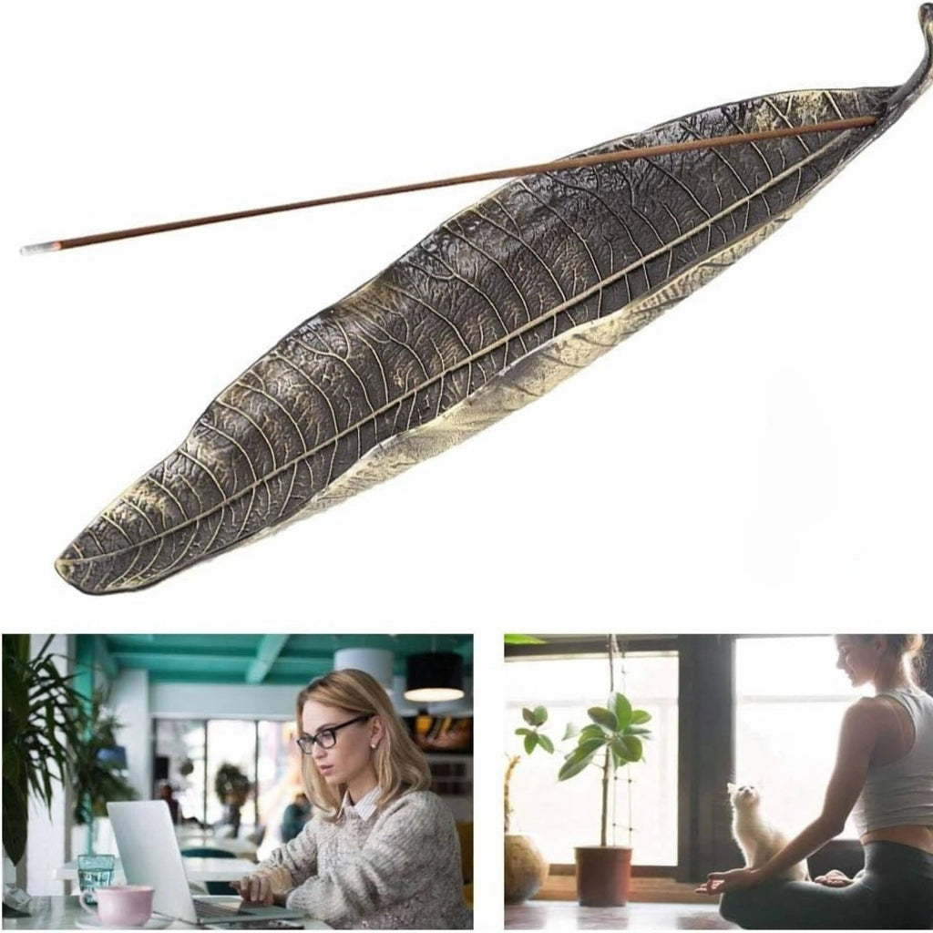 Antique Bronze Leaf Incense Holder, Decor, Meditation, Yoga - Witchy wonder