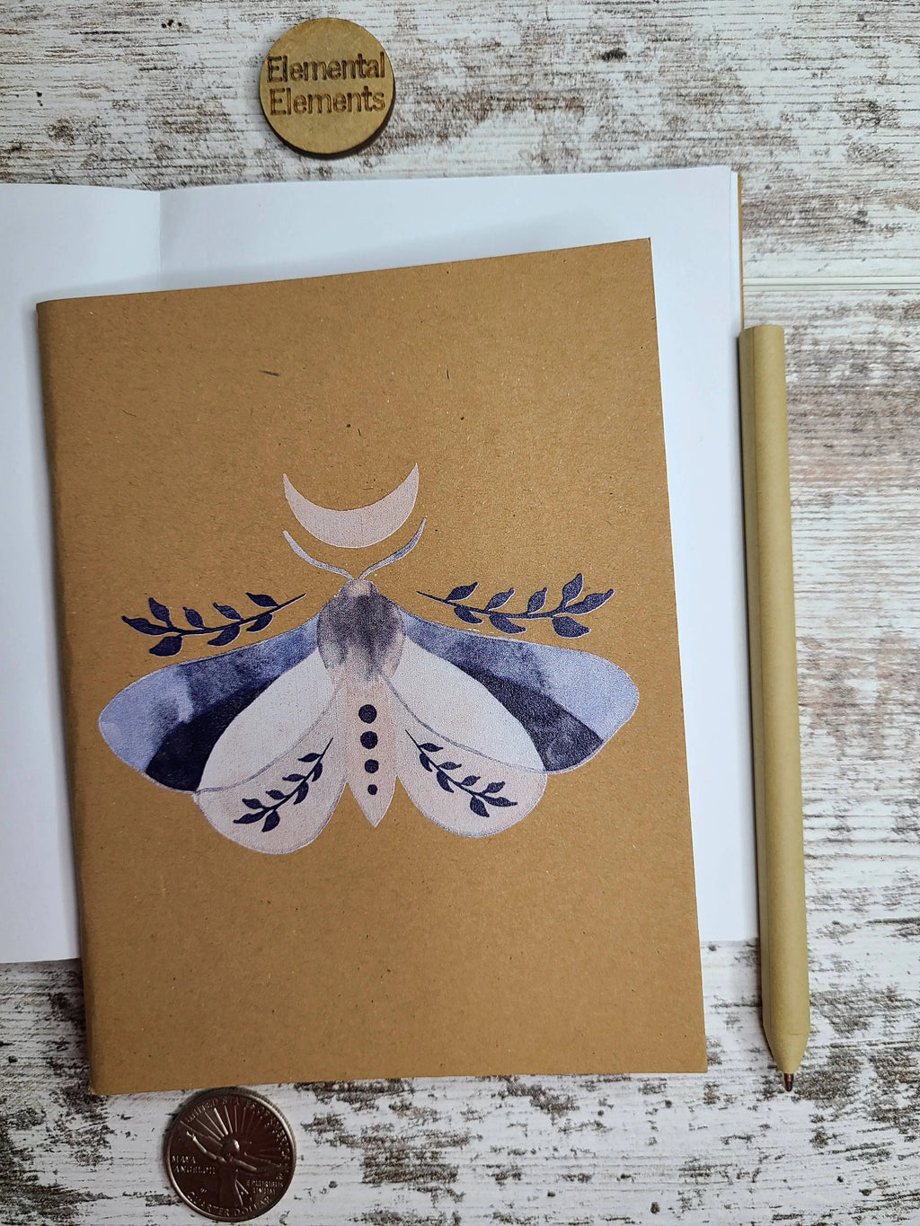 Watercolor Moon Moth Journal - Witchy wonder