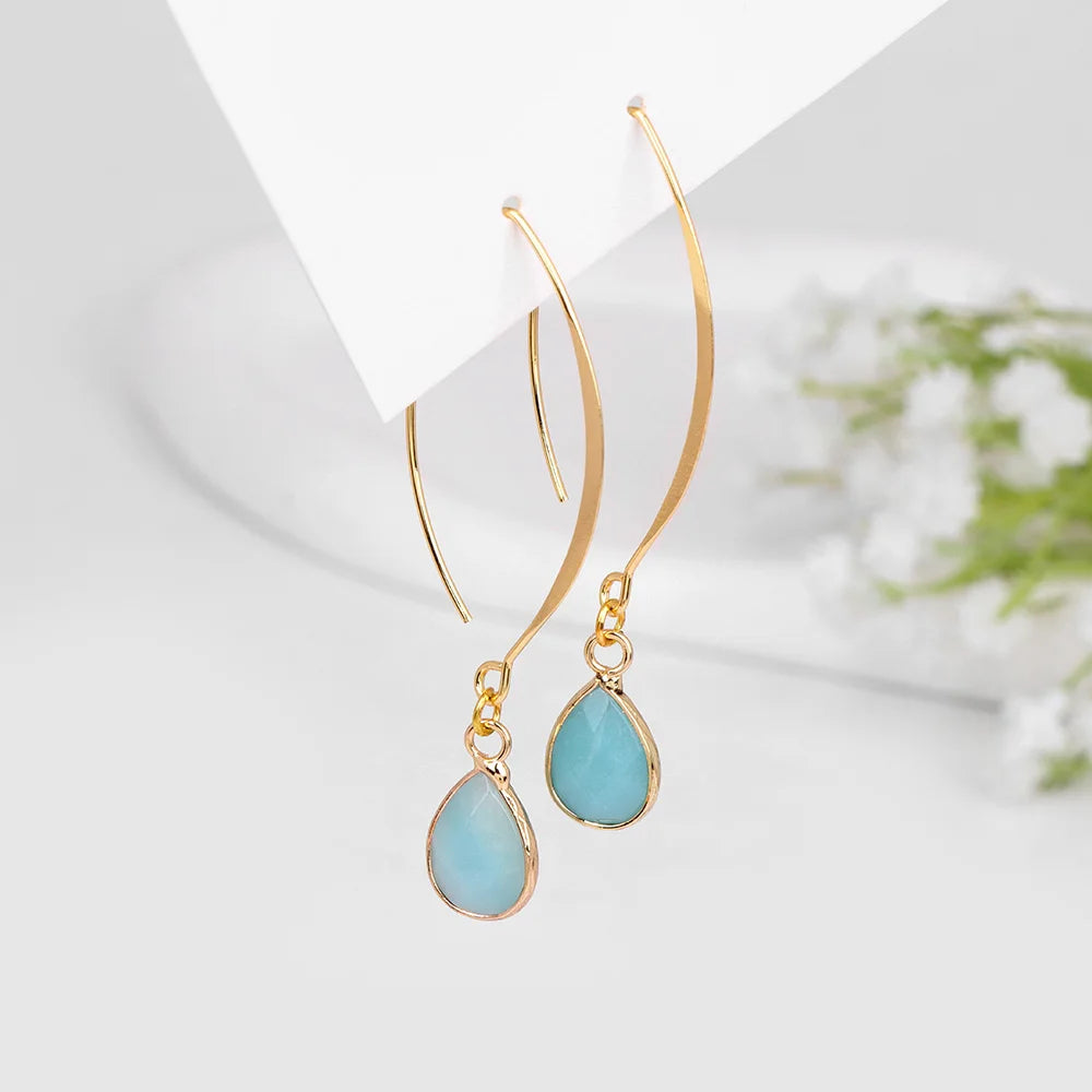 Crystal Faceted Teardrop Gold Earrings - Witchy wonder