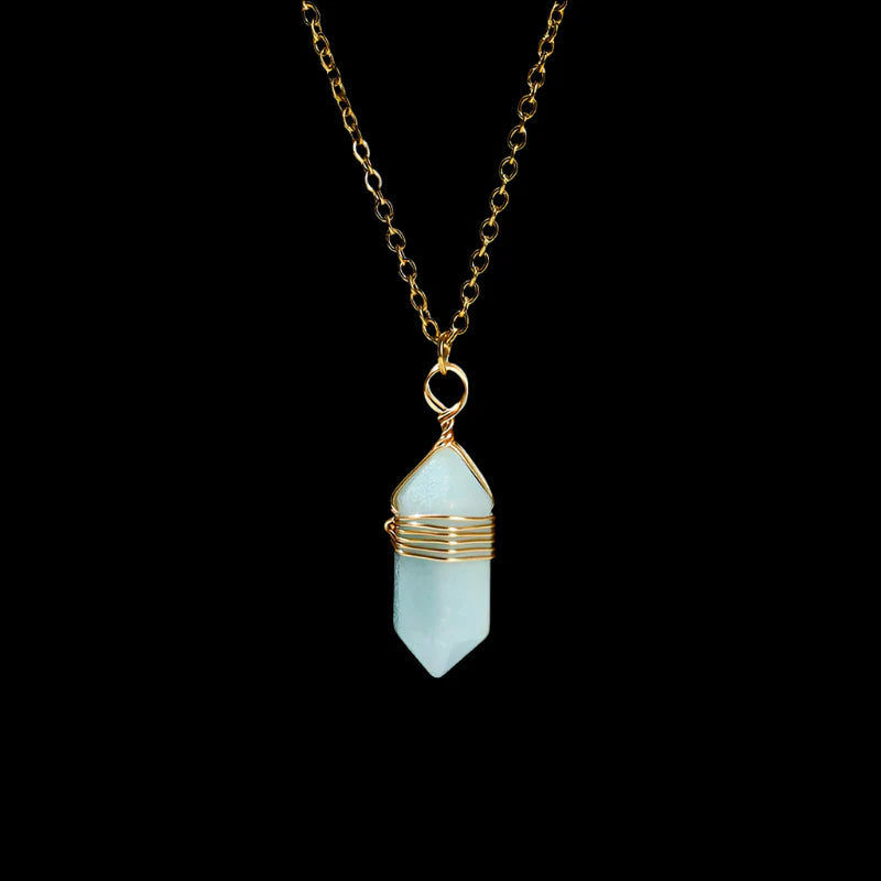 Crystal Hexagon Wire Wrap Gold Necklaces - Witchy wonder
