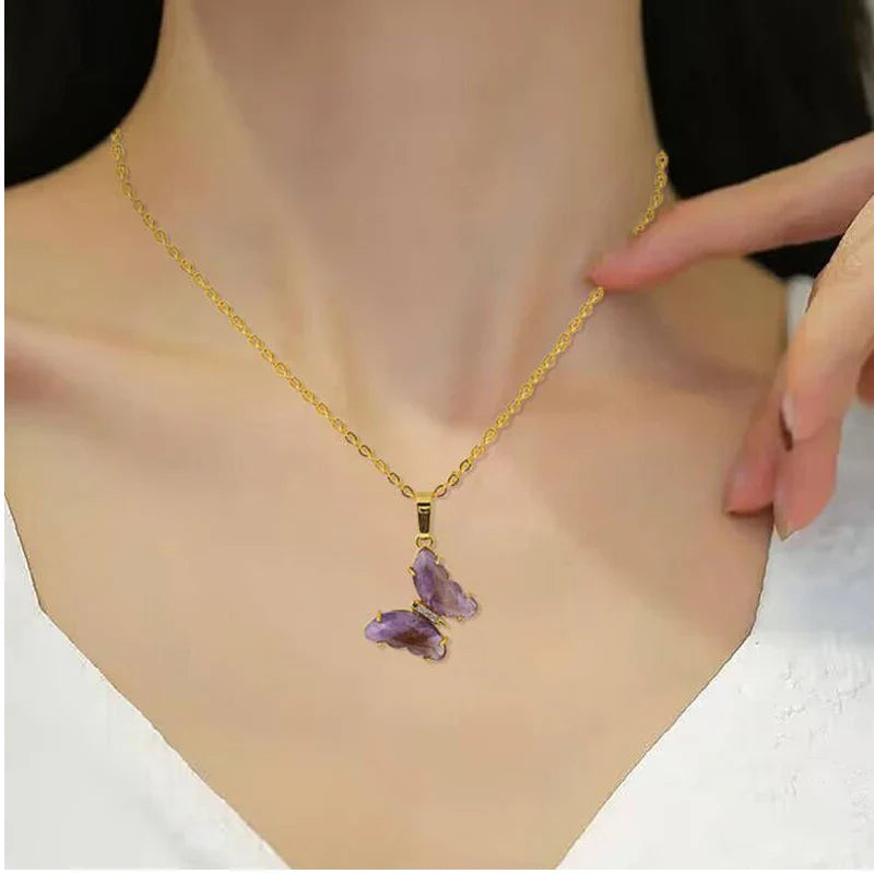 Crystal Butterfly Necklace & Ring - Witchy wonder