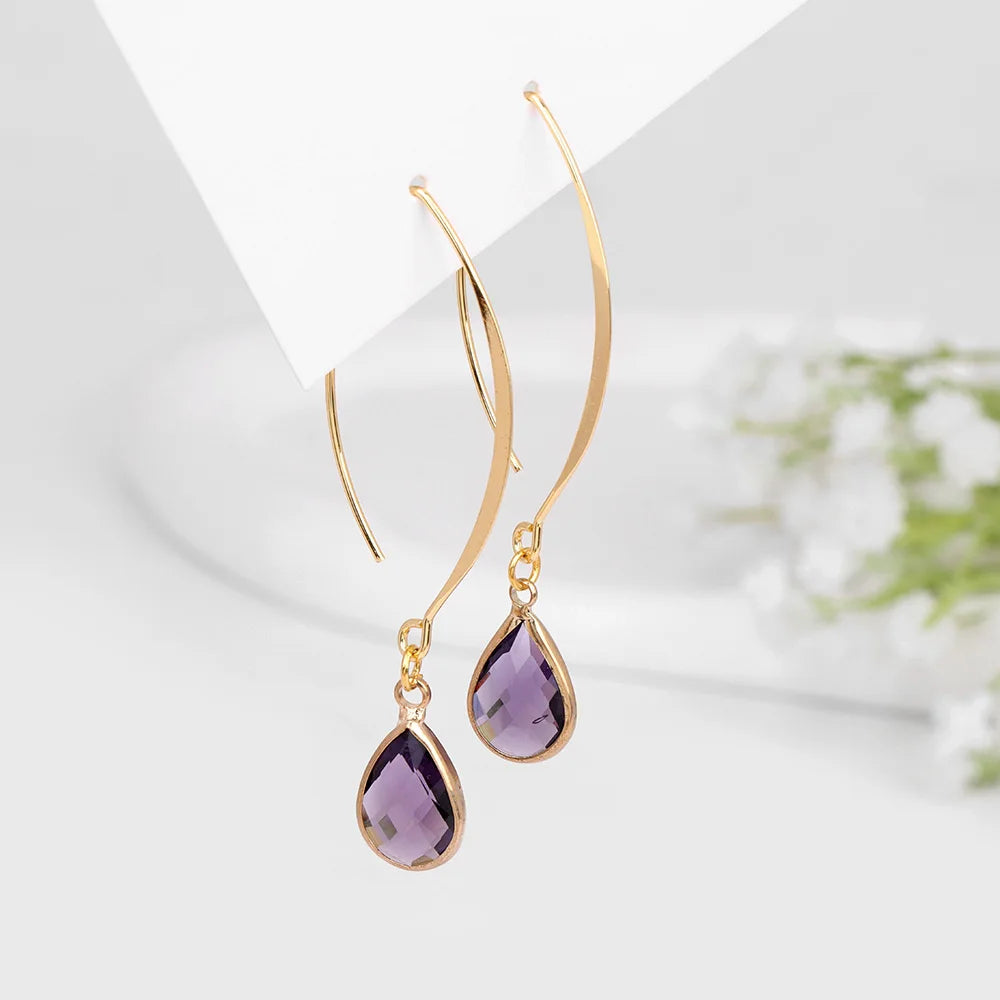 Crystal Faceted Teardrop Gold Earrings - Witchy wonder