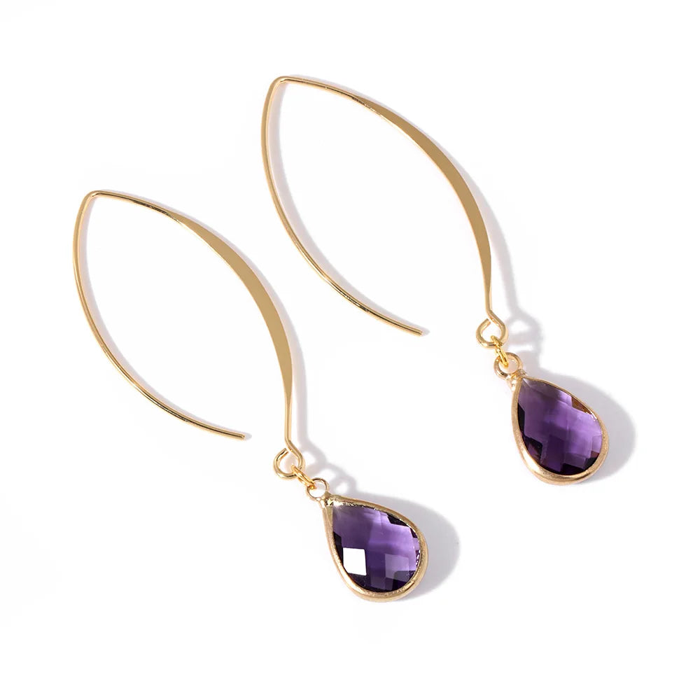 Crystal Faceted Teardrop Gold Earrings - Witchy wonder