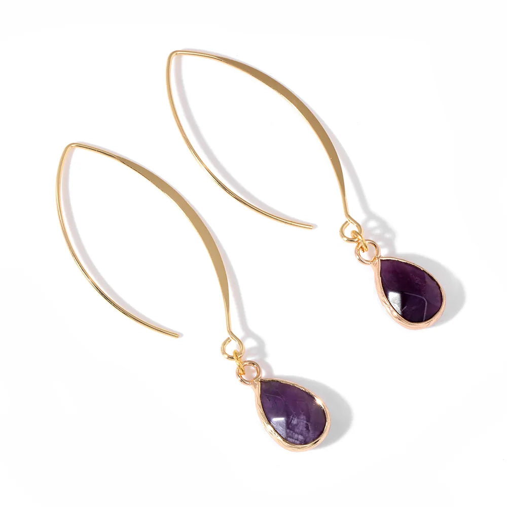 Crystal Faceted Teardrop Gold Earrings - Witchy wonder