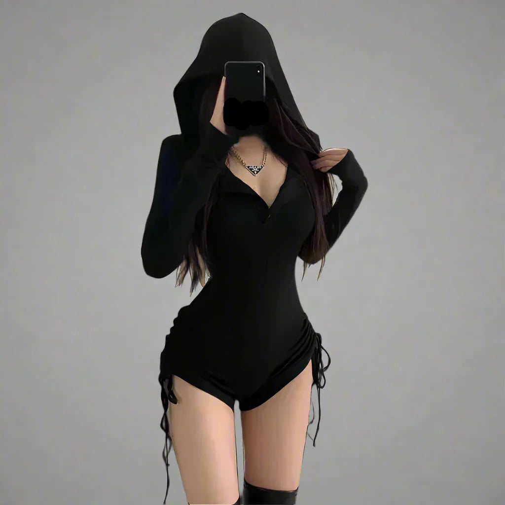 Hooded Long Sleeve Romper - Witchy wonder