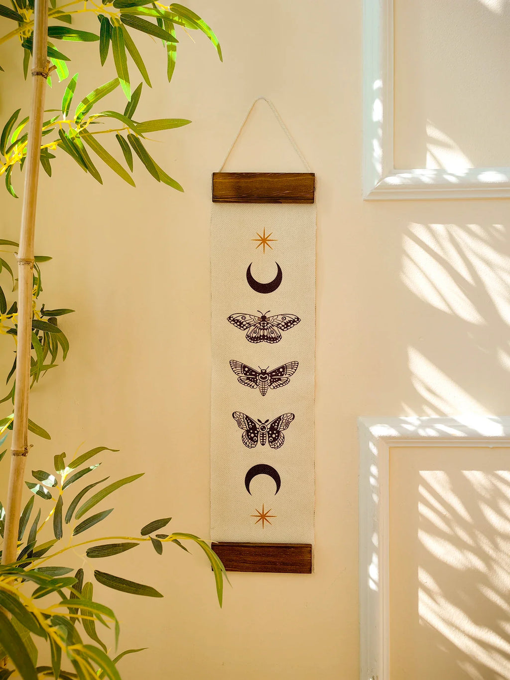 Butterfly & Moon Phase Banner Tapestry - Witchy wonder
