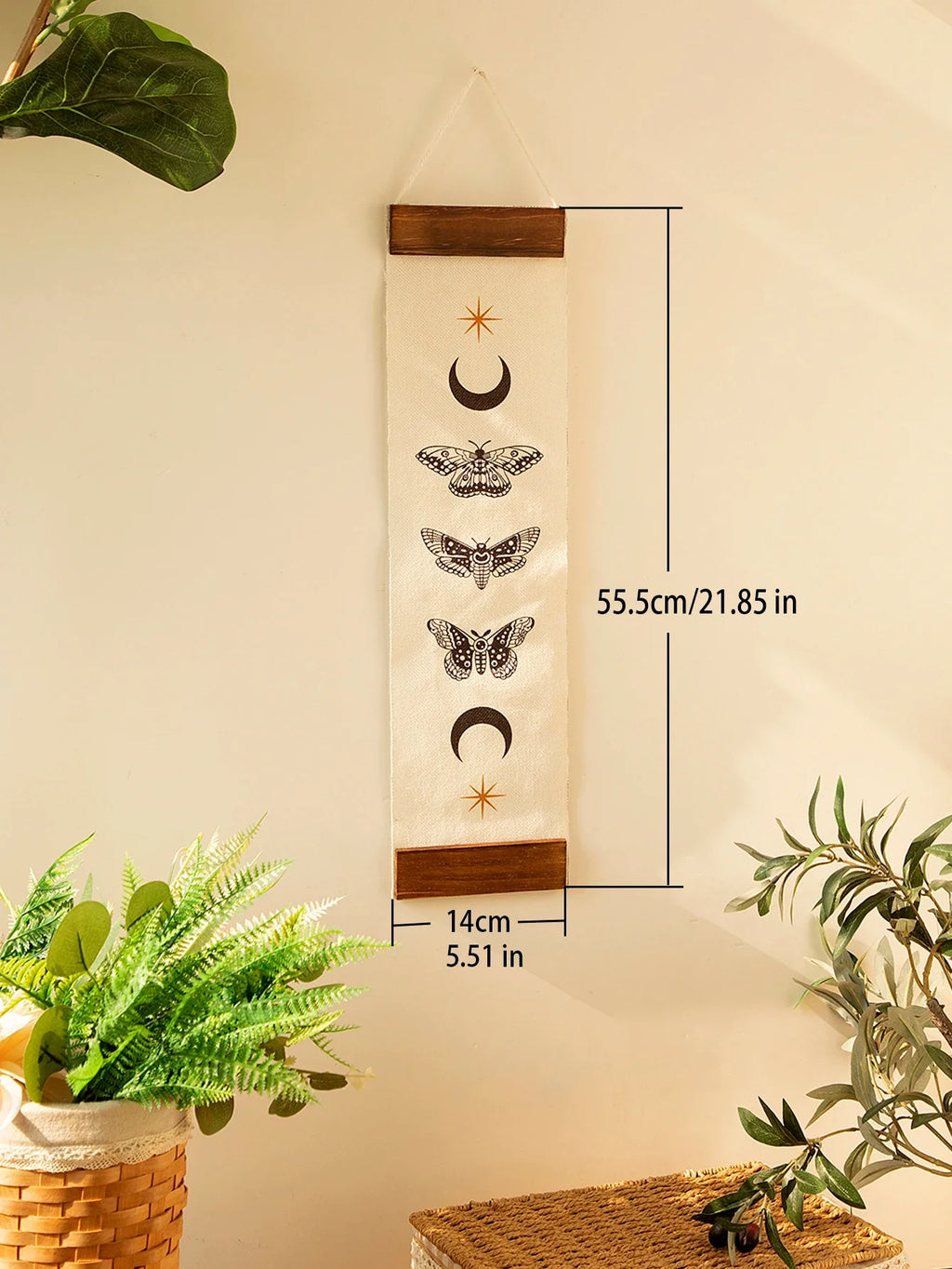 Butterfly & Moon Phase Banner Tapestry - Witchy wonder