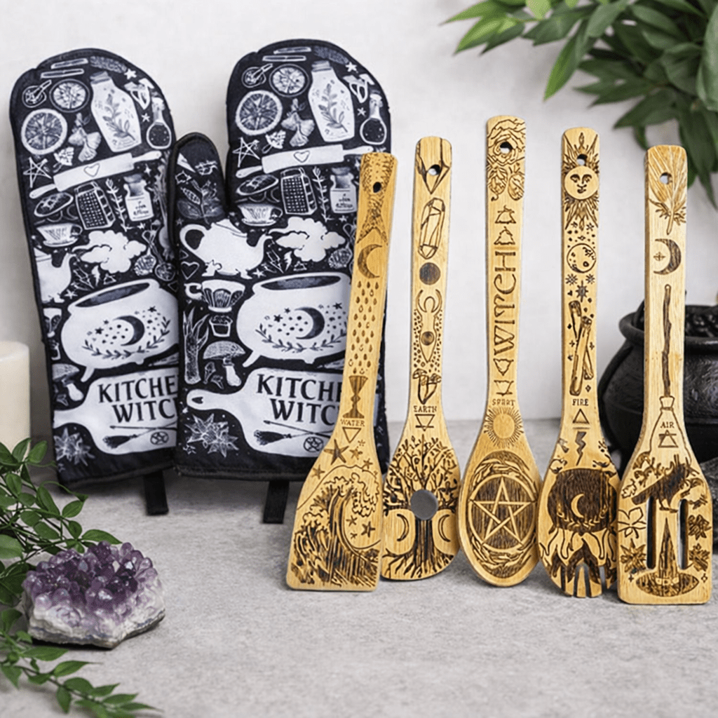 The 5 Elements Bamboo Large Kitchen Utensils Set - Witchy wonder