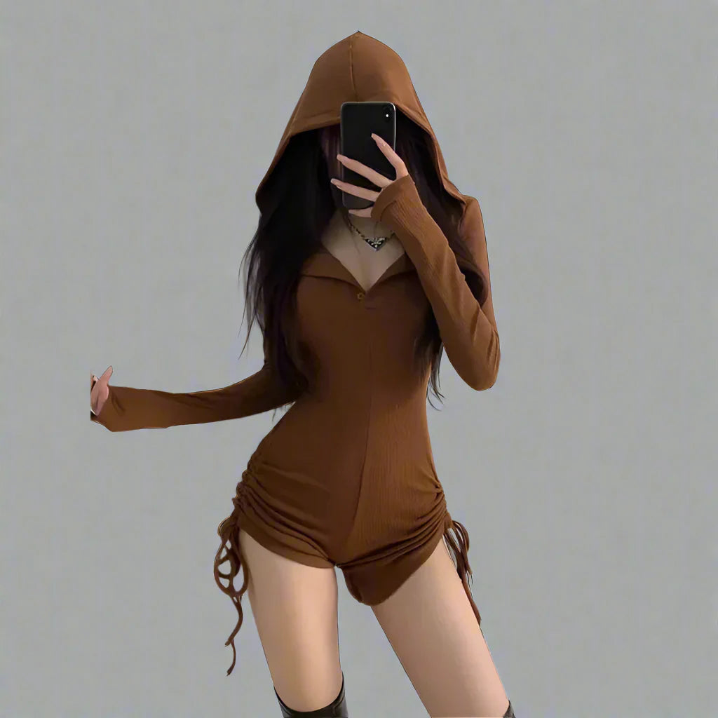 Hooded Long Sleeve Romper - Witchy wonder