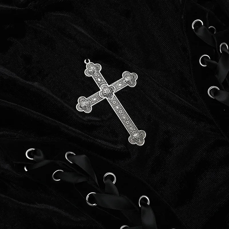 Velvet High Split Cross Dress - Witchy wonder