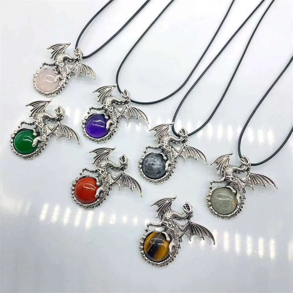 Crystal Circle Dragon Necklaces - Witchy wonder