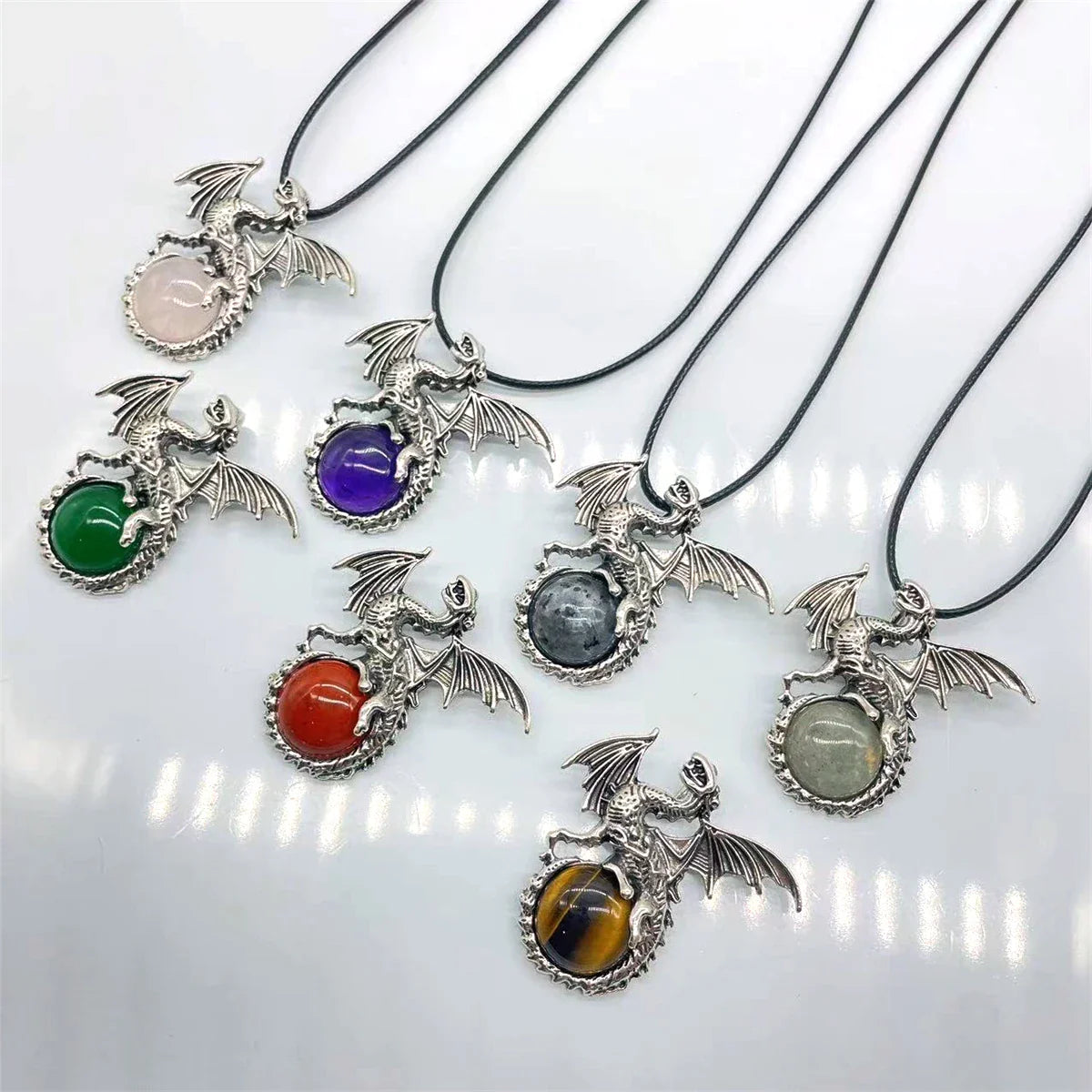 Crystal Circle Dragon Necklaces - Witchy wonder