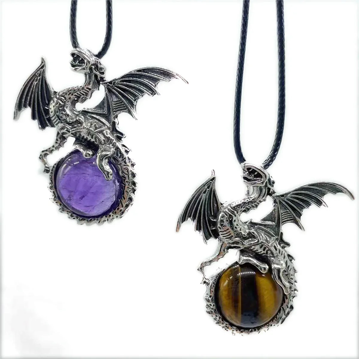 Crystal Circle Dragon Necklaces - Witchy wonder