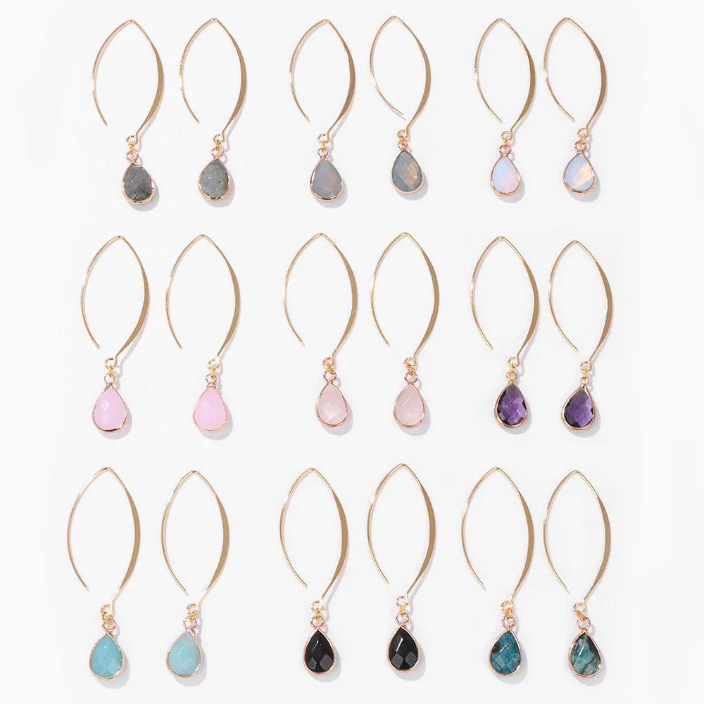 Crystal Faceted Teardrop Gold Earrings - Witchy wonder