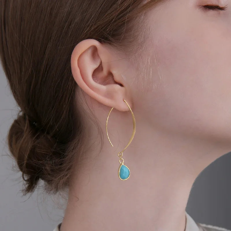 Crystal Faceted Teardrop Gold Earrings - Witchy wonder