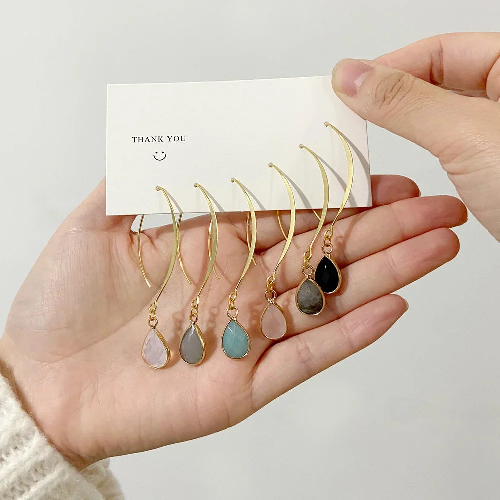Crystal Faceted Teardrop Gold Earrings - Witchy wonder
