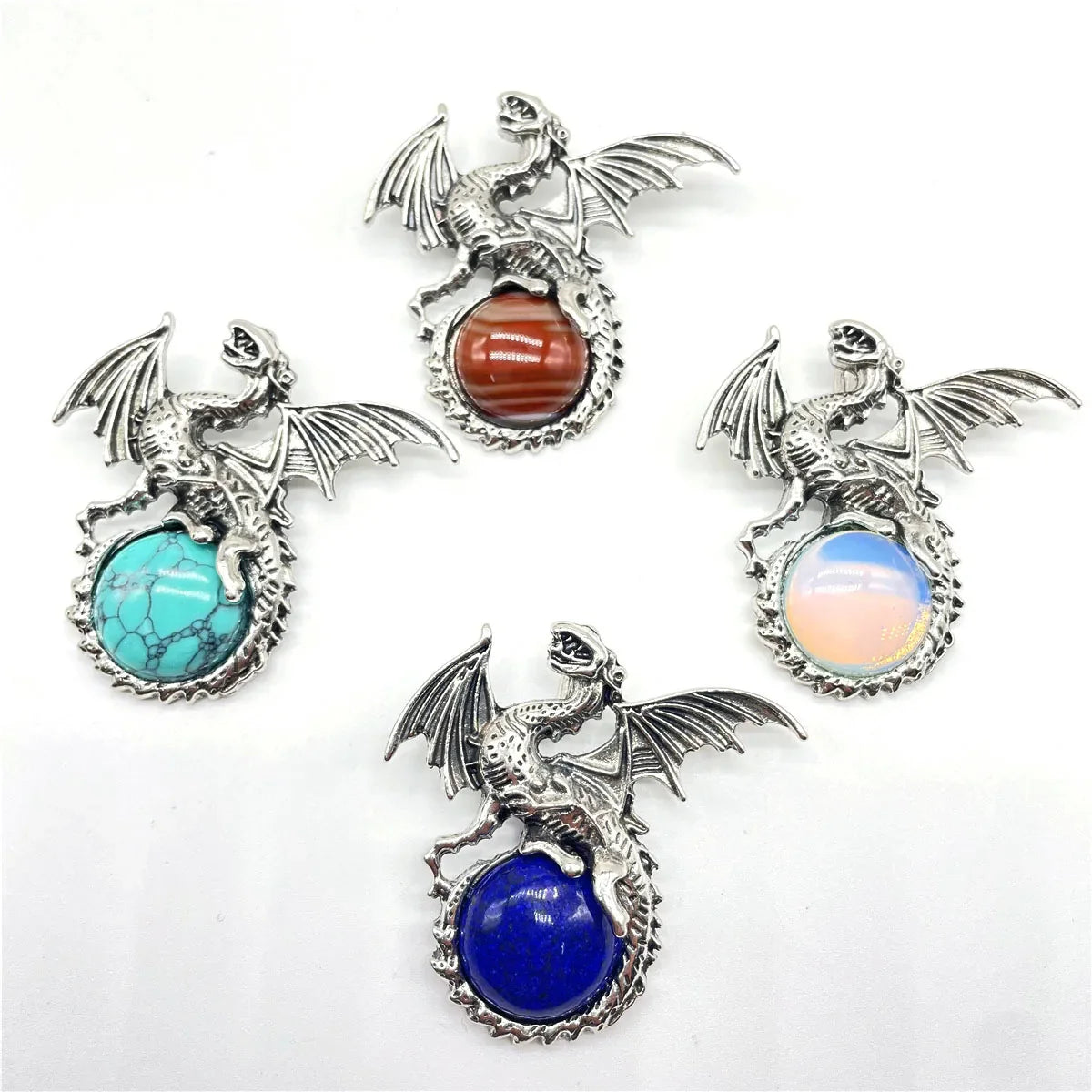 Crystal Circle Dragon Necklaces - Witchy wonder