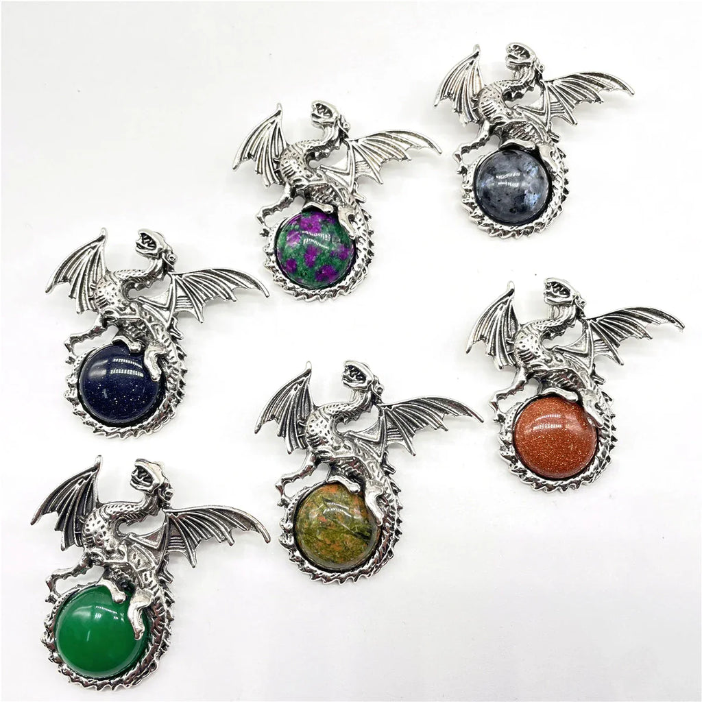 Crystal Circle Dragon Necklaces - Witchy wonder