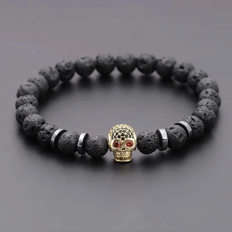 Lava Rock Skull Bracelet - Witchy wonder