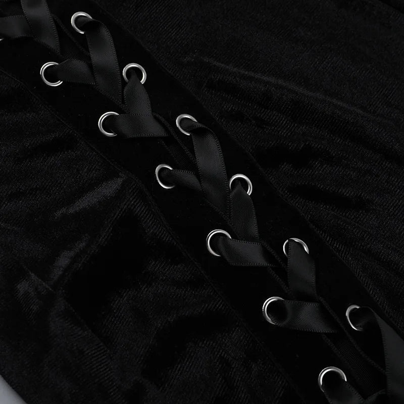 Velvet High Split Cross Dress - Witchy wonder