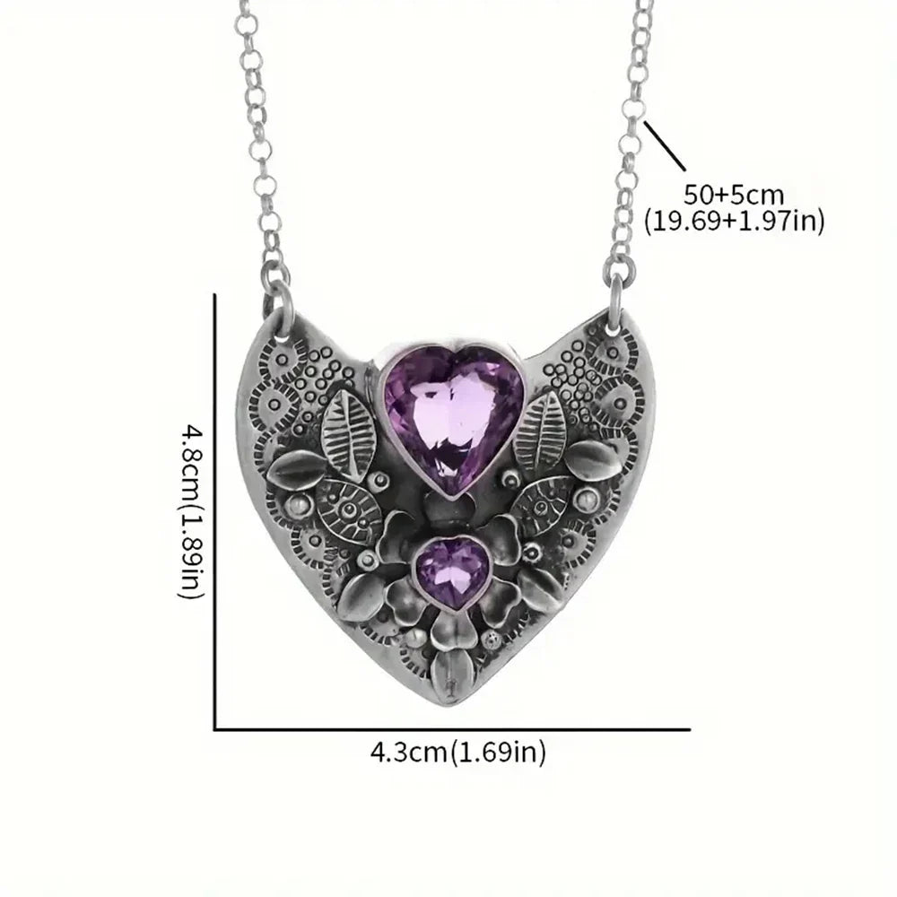 Amethyst Heart Pendant Necklace - Witchy wonder