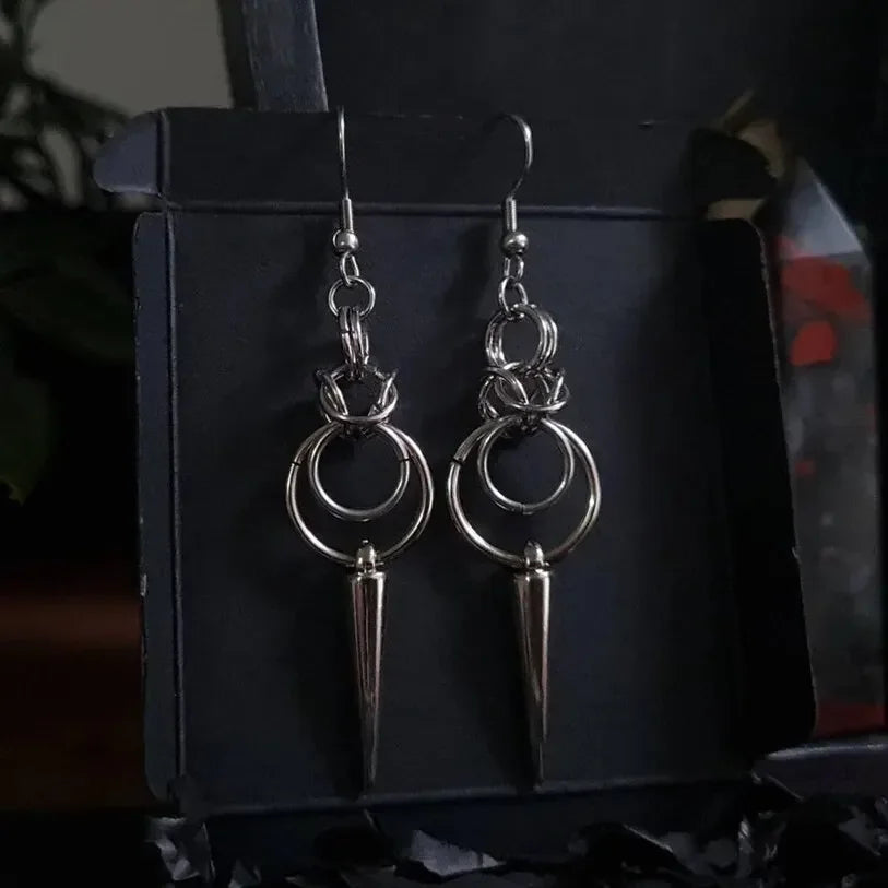Gothic Chainmail Spike Earrings - Witchy wonder