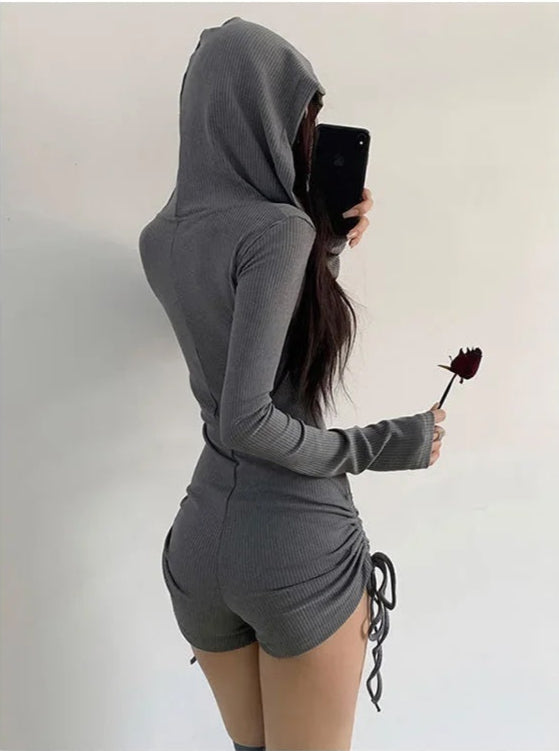 Hooded Long Sleeve Romper - Witchy wonder
