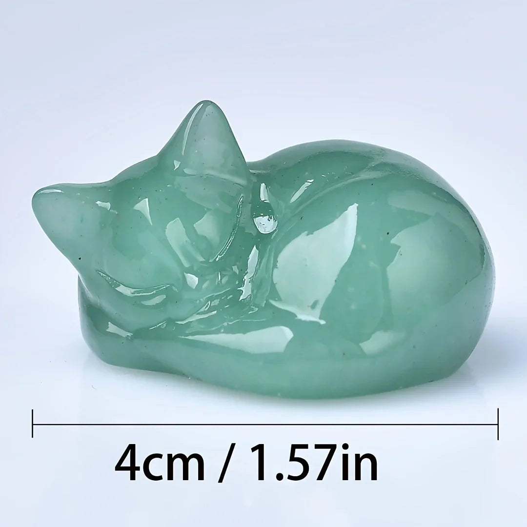 Crystal Sleeping Cat Statue - Witchy wonder