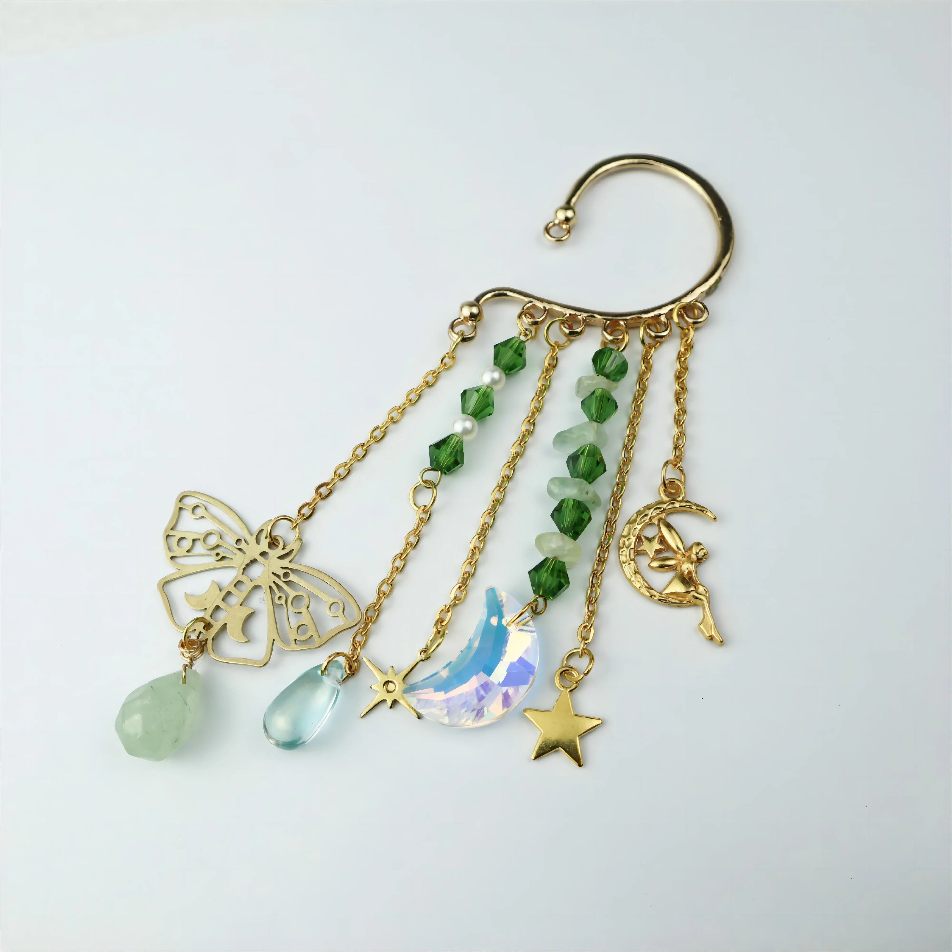 Gold Ear Cuff Charm Crystal Earrings - Witchy wonder