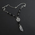 Pentacle Onyx & Quartz Bead Necklace - Witchy wonder