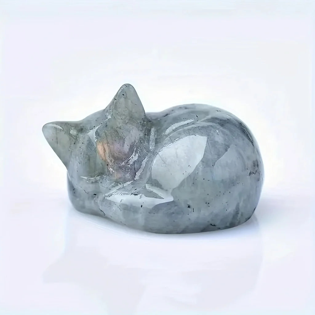 Crystal Sleeping Cat Statue - Witchy wonder