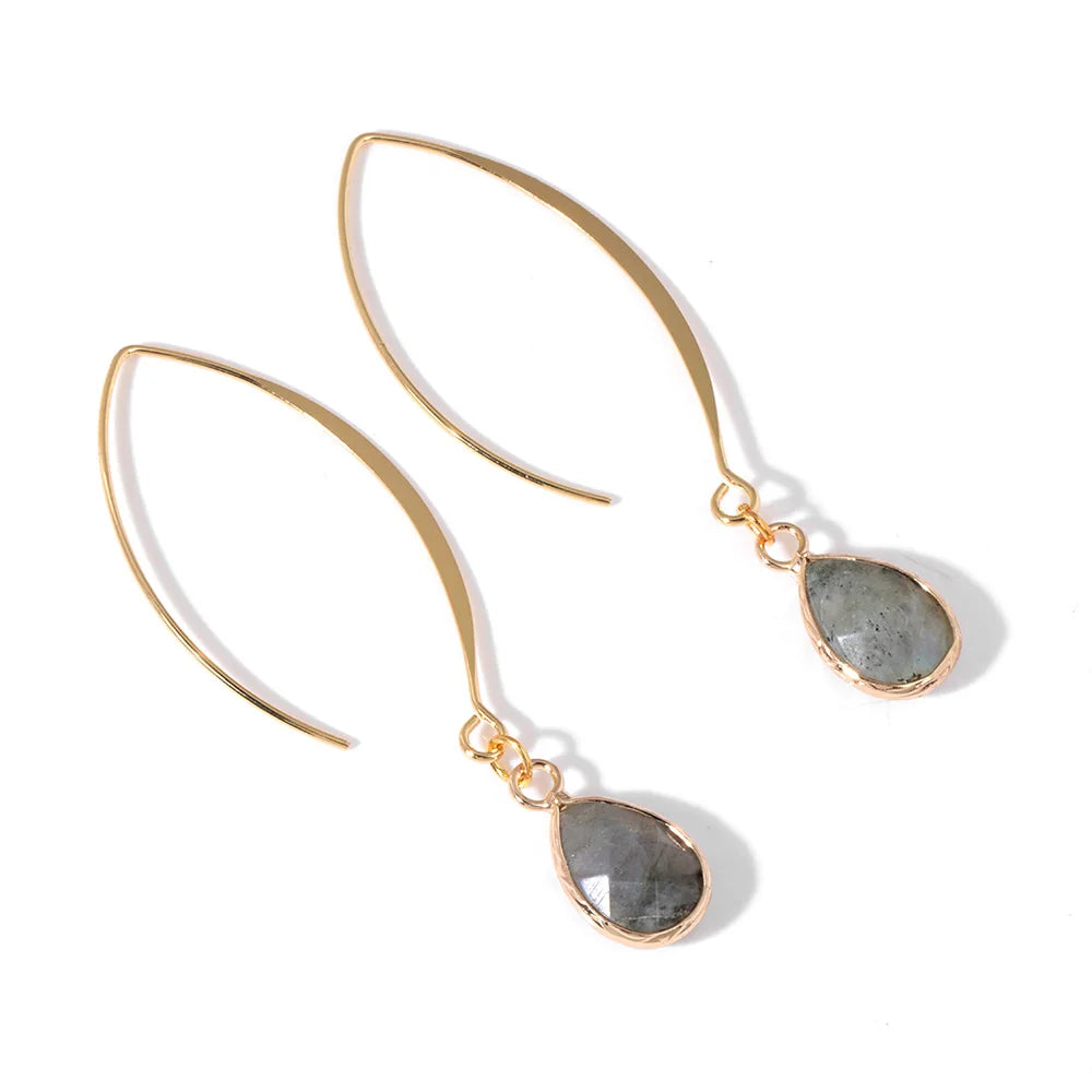 Crystal Faceted Teardrop Gold Earrings - Witchy wonder