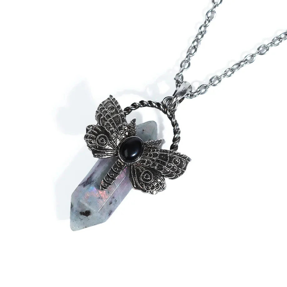 Moth Crystal Necklace - Witchy wonder
