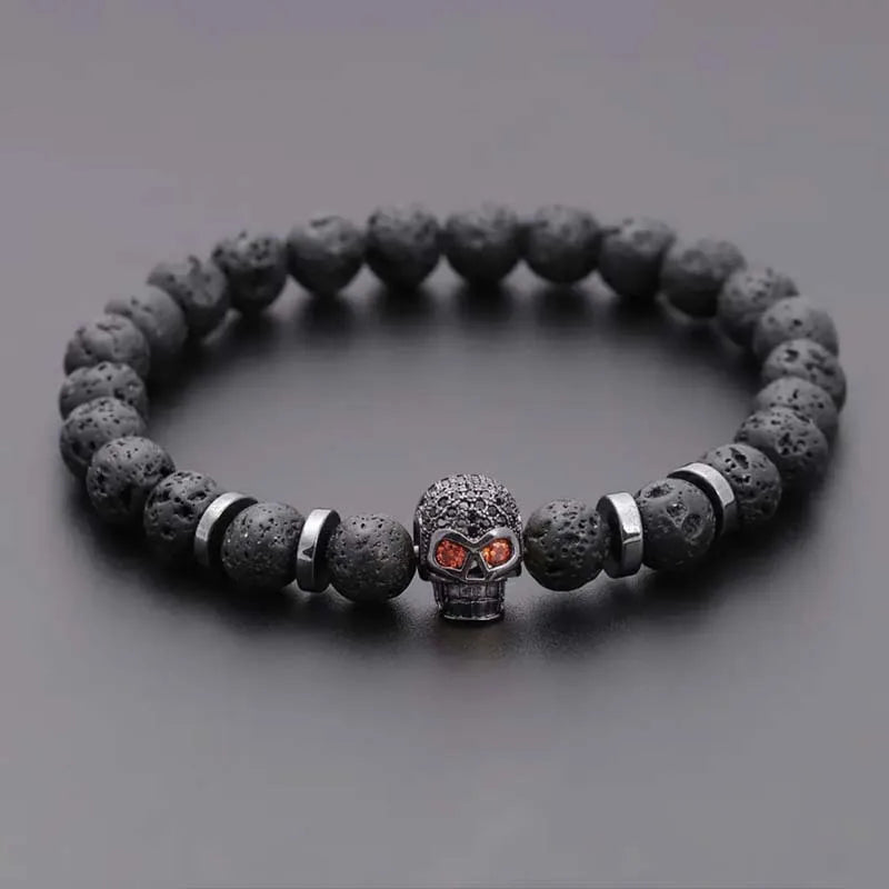 Lava Rock Skull Bracelet - Witchy wonder