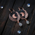 Moonstone Moon Leaf Earrings - Witchy wonder