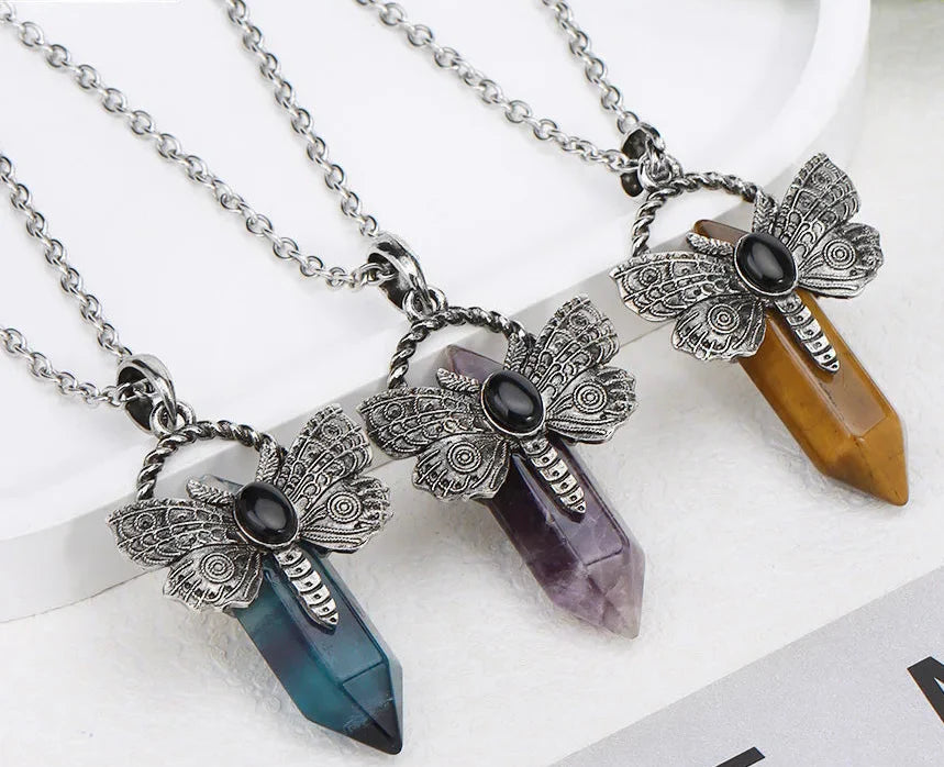 Moth Crystal Necklace - Witchy wonder