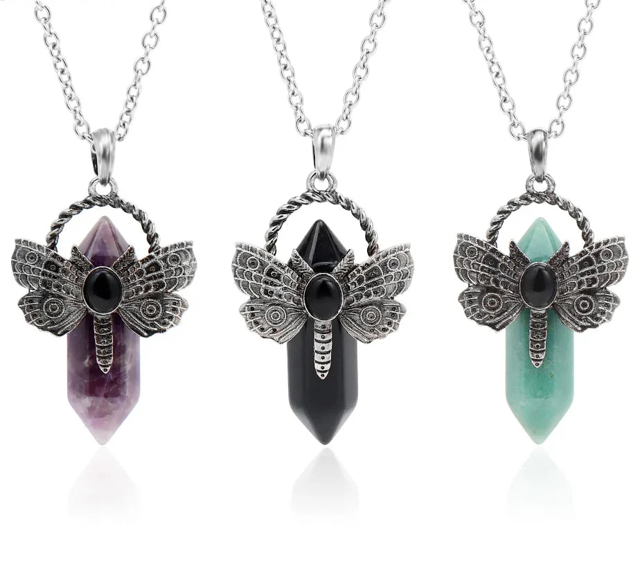 Moth Crystal Necklace - Witchy wonder