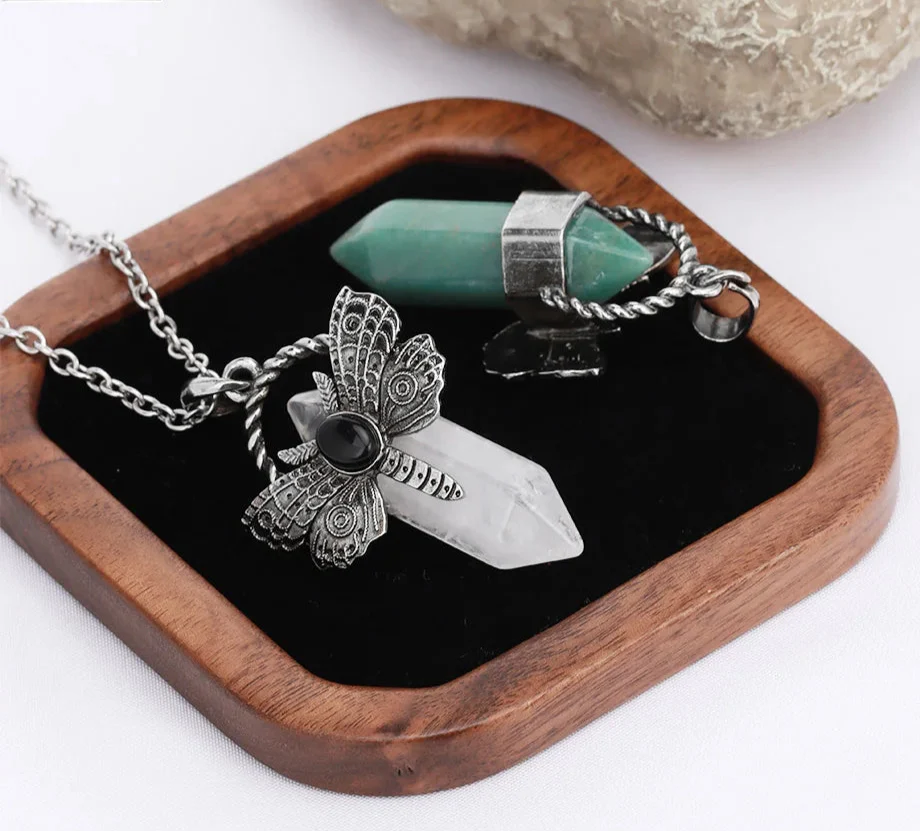 Moth Crystal Necklace - Witchy wonder
