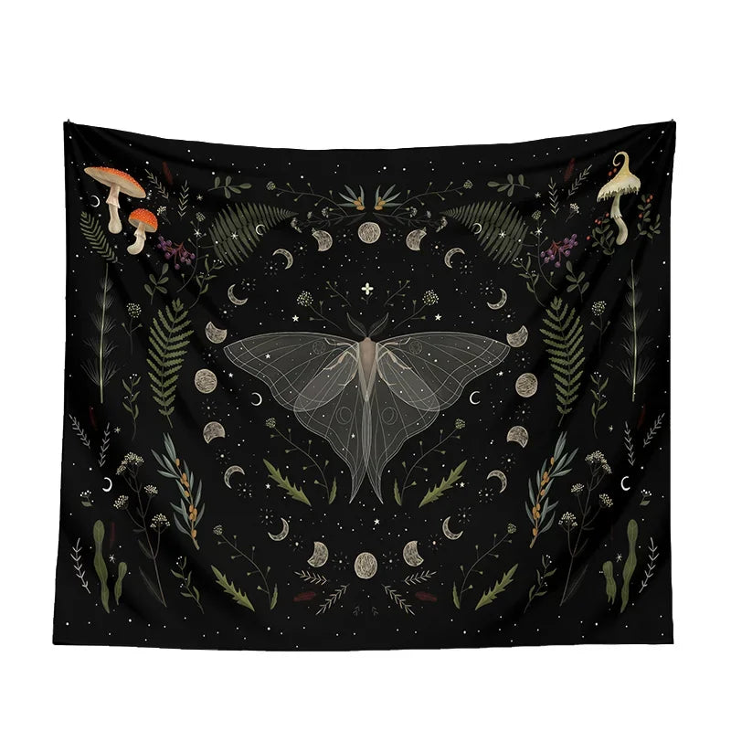 Moon Phase Black Tapestries - Witchy wonder