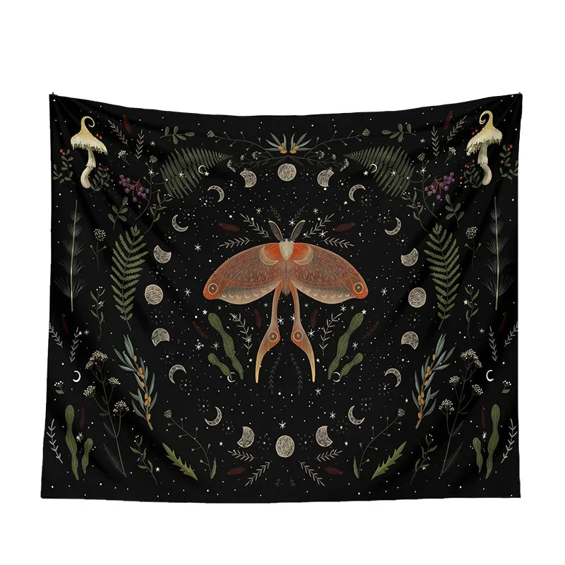 Moon Phase Black Tapestries - Witchy wonder