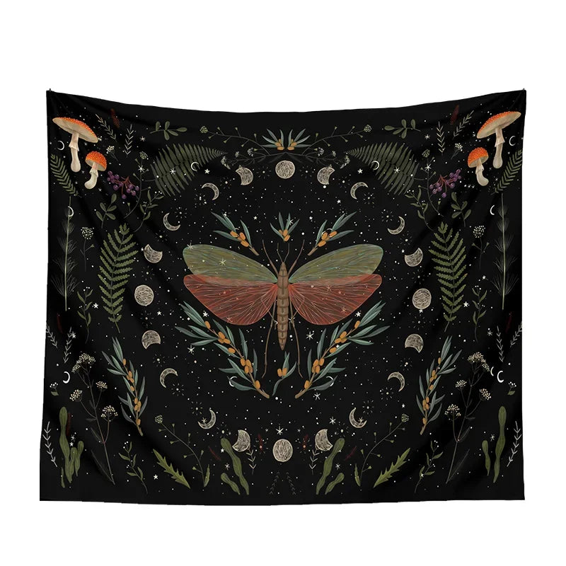 Moon Phase Black Tapestries - Witchy wonder